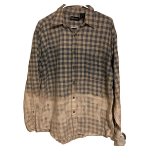 Faded glory men’s Upcycled bleach ombré button down shirt size large
